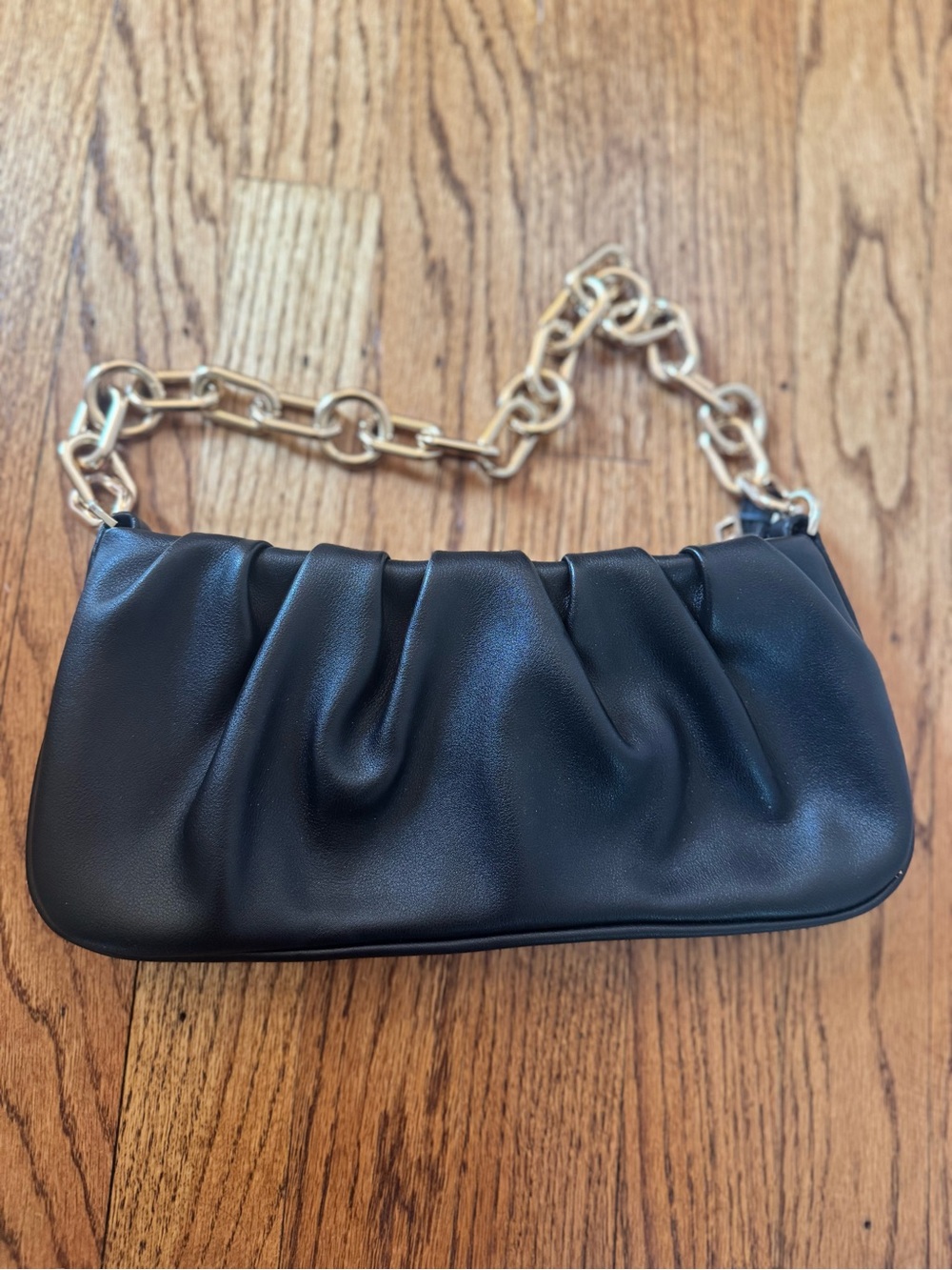 NWOT A New Day Ruched Faux Leather Shoulder Bag with Gold Chain